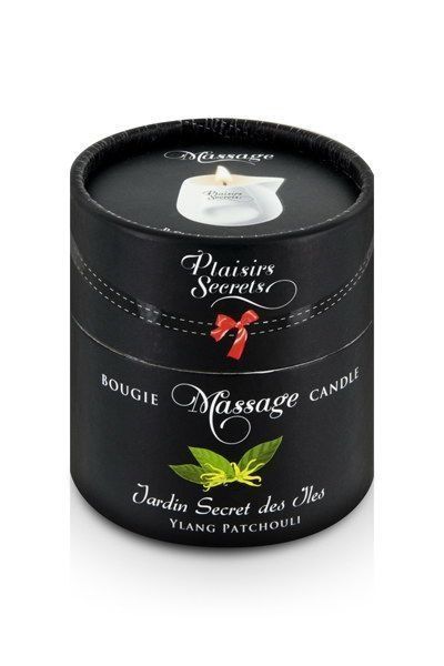 Масажна свічка Plaisirs Secrets Ylang Patchoul (80 мл) подарункова упаковка, керамічний посуд SO1857