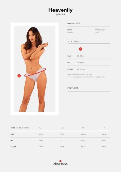 Полупрозрачные трусики Obsessive Heavenlly panties XS/S, открытые ягодицы SO8169 фото