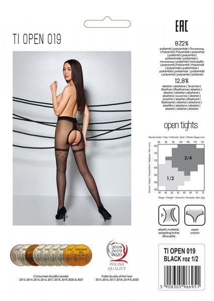 Колготки с открытым доступом, имитация чулок Passion TIOPEN 019 black 1/2 (20 den) SO8493 фото