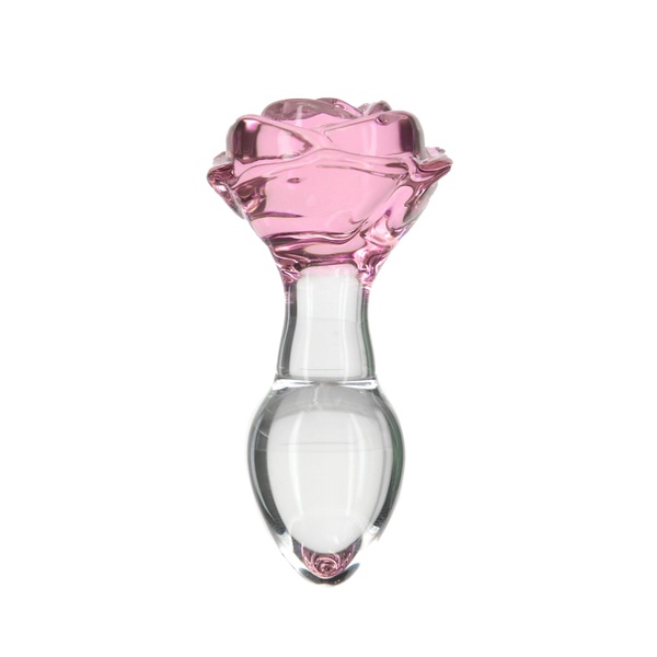 Скляна анальна пробка Pillow Talk Rosy Luxurious Glass Anal Plug, ⌀3,3 см, віброкуля в подарунок SO6834