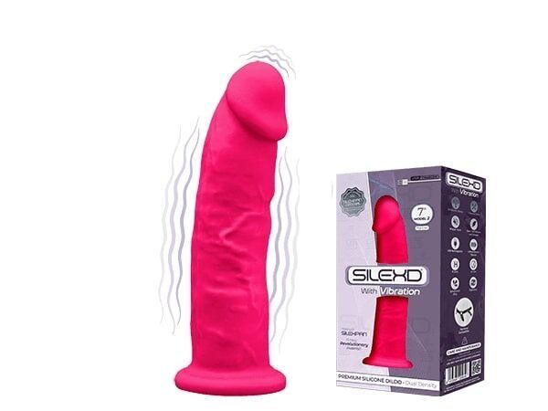 Фалоімітатор з вібрацією SilexD Henry Vibro Pink (MODEL 2 size 7in), двошаровий, діаметр 4,4 см SO5968