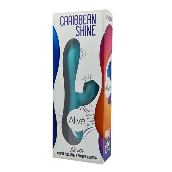 Вібратор-кролик 3 в 1 з вакуумом і пульсівною стимуляцією точки G Alive Caribbean Shine Blue SO3980