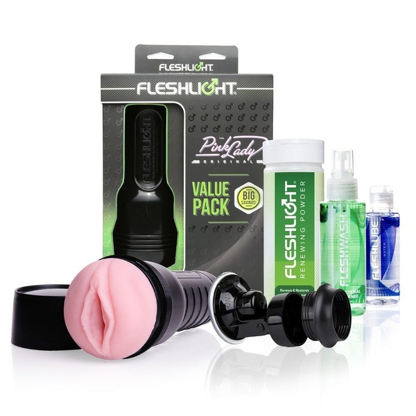Мастурбатор Fleshlight Pink Lady Original Value Pack: присоска, змазка, чищення і відновлення F19556