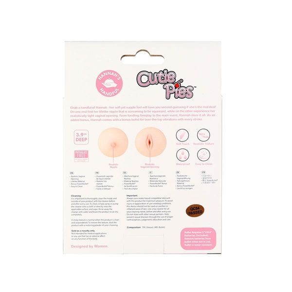 Мастурбатор-груди Cutie Pies Hannah's Handful - Pussy & Boob, глибина 9,9 см, віброкуля в подарунок SO7757