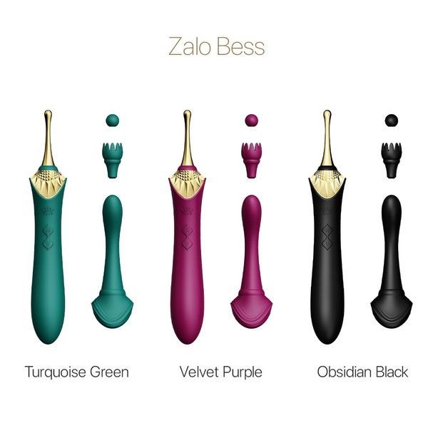 Вагинально-клиторальный вибратор Zalo &mdash; Bess Turquoise Green, многофункциональный с насадками SO6652 фото