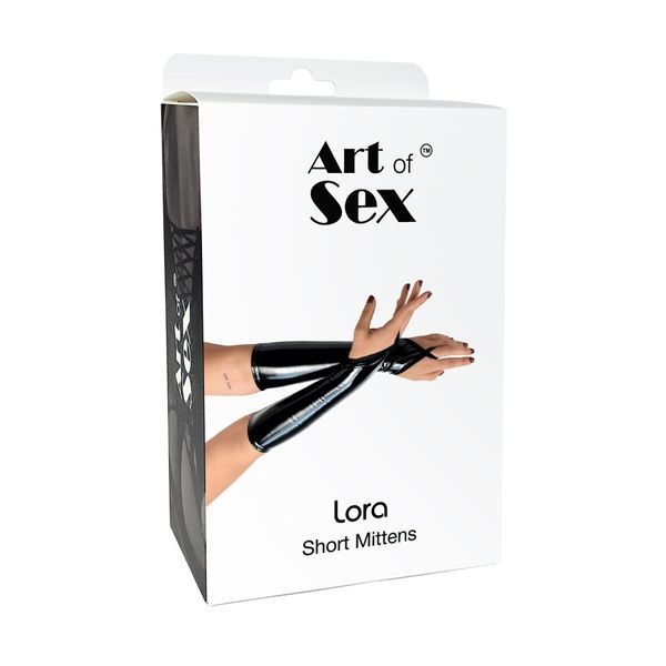 Вінілові міттинки Art of Sex - Lora короткі, размер M, колір чорний SO7360