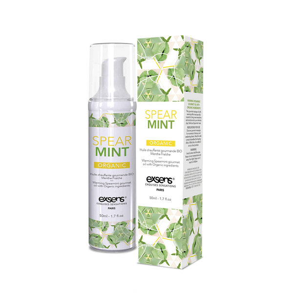 Масажна олія EXSENS Organic Spear Mint 50мл розігріває, без цукру, без парабенів, їстівна SO2380