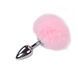 Металева анальна пробка Кролячий хвостик Alive Fluffy Plug S Pink, діаметр 2,8 см SO6313