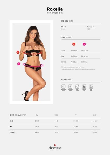 Комплект Obsessive Roxelia 2-pcs crotchless set XL/2XL SO9071 фото