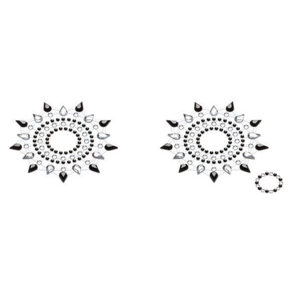 Пестіс з кристалів Petits Joujoux Gloria set of 2 - Black/Silver, прикраса на груди SO3139