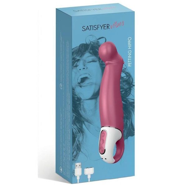 Потужний вібратор Satisfyer Vibes Petting Hippo з гнучким стовбуром, литий силікон, 12 режимів SO2202