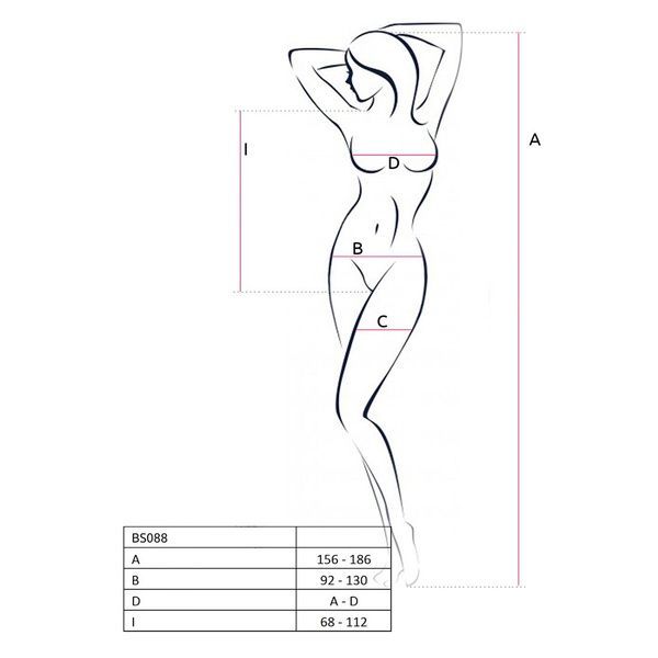 Бодістокінг з декольте Passion BS088 black, імітація корсетної шнурівки SO6382