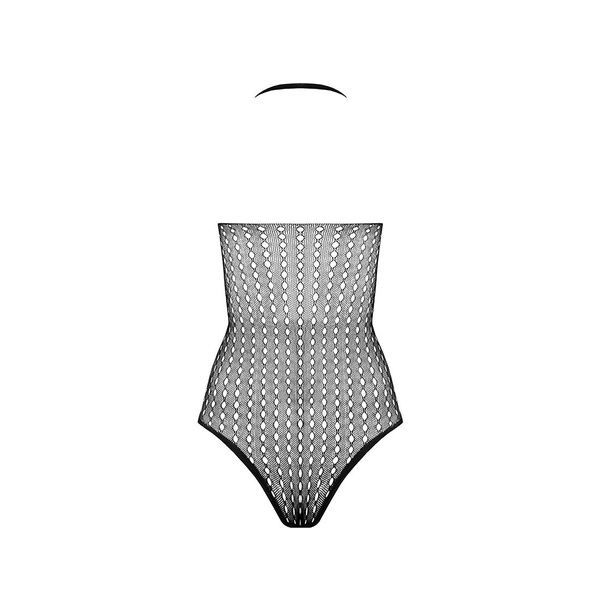 Бодістокінг з декольте Passion BS088 black, імітація корсетної шнурівки SO6382