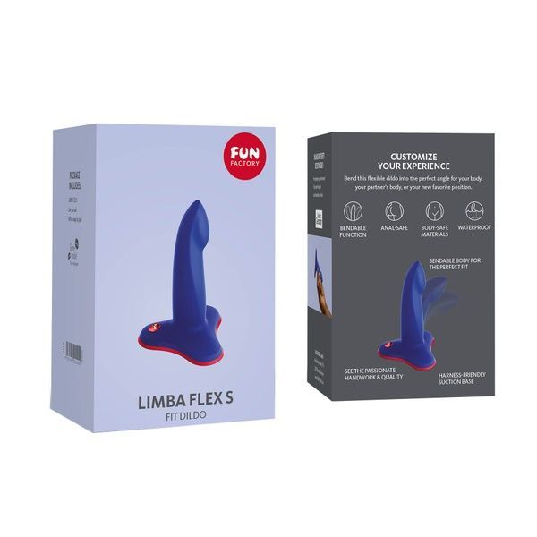 Фалоімітатор Fun Factory LIMBA FLEX S, синій, гнучкий, з ефектом пам&rsquo;яті, підходить для точки G SX0994