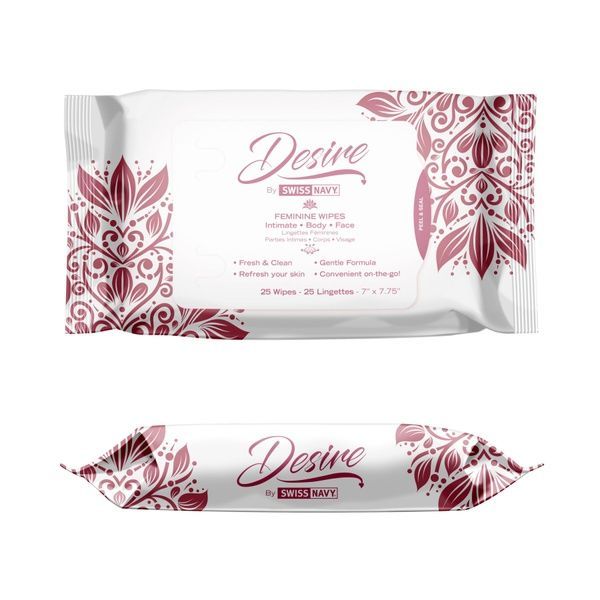 Жіночі очищувальні серветки для тіла та обличчя Desire by Swiss Navy Feminine Wipes 25 шт SO5652