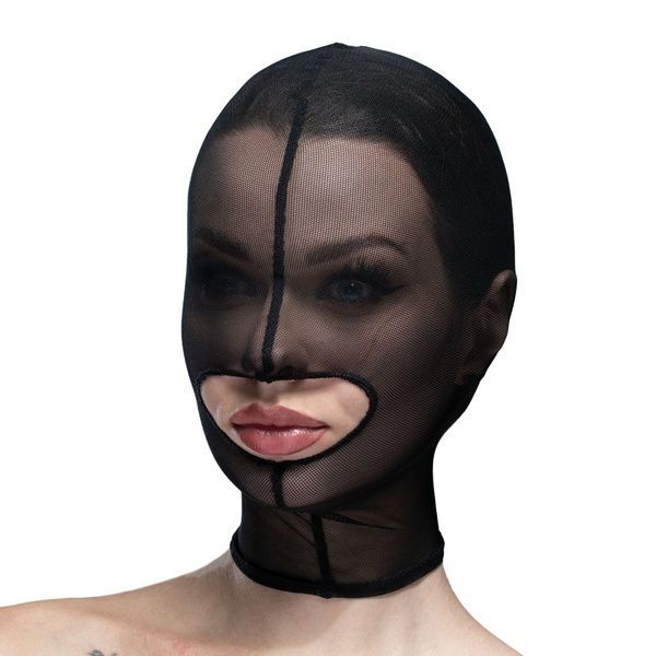 Маска сітка із відкритим ротом Feral Feelings - Hood Mask Black SO9290