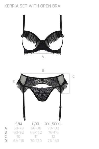 Комплект Passion KERRIA SET WITH OPEN BRA black L/XL - ECO Passion SX0494