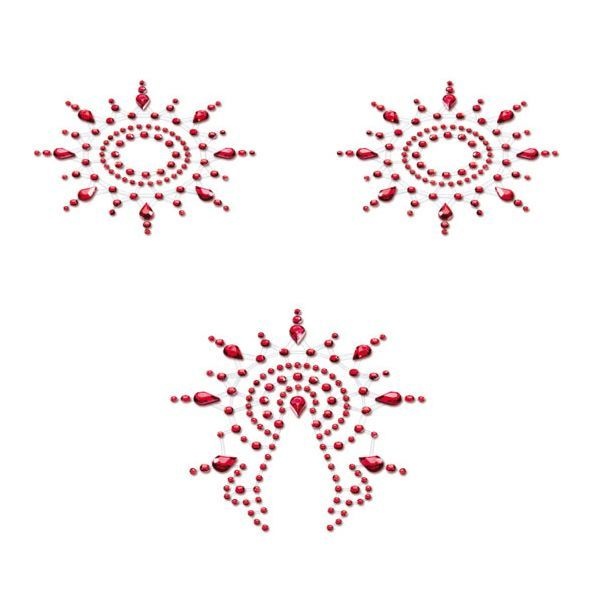 Пестіс з кристалів Petits Joujoux Gloria set of 3 - Red, прикраса на груди та вульву SO3147