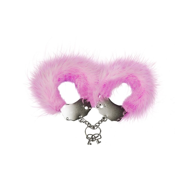 Наручники металеві Adrien Lastic Handcuffs Pink з рожевою пухнастою обробкою AD30301