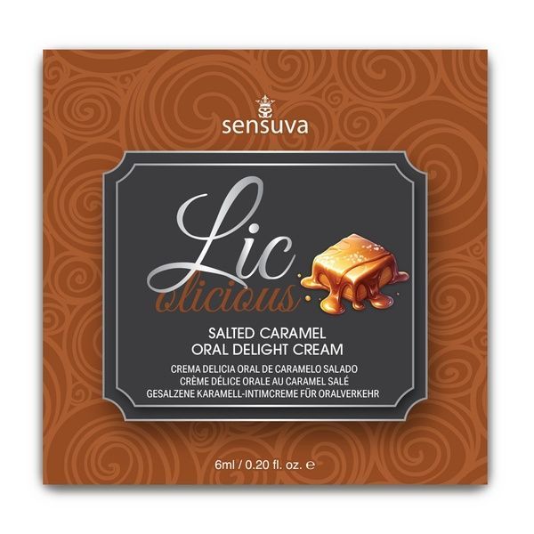 Пробник геля для мінету Sensuva Lic-o-licious Salted Caramel (6 мл), оліїстий, без цукру SX0664