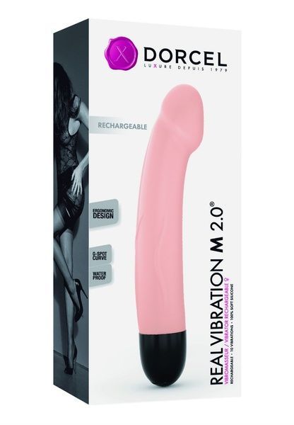 Вібратор Dorcel Real Vibration M Flesh 2.0, діаметр 3,7см, перезаряджається, для точки G SO3819