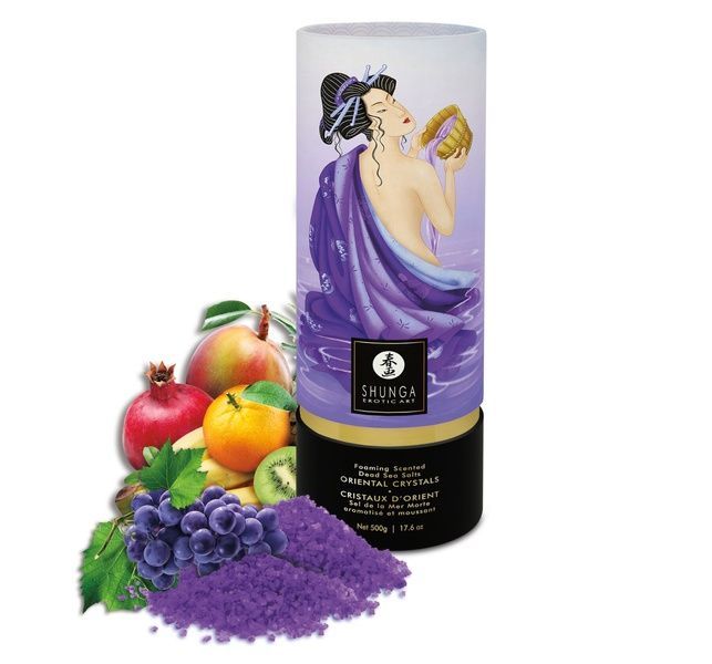 Пінлива сіль для ванни Shunga Dead Sea salt Oriental Crystals &mdash; Exotic Fruits (500 г), сіль Мертвого моря SO6895