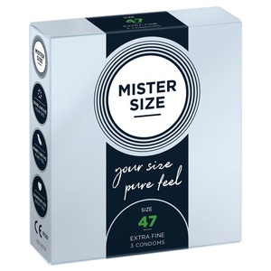 Презервативи Mister Size - pure feel - 47 (3 condoms), товщина 0,05 мм SO8032