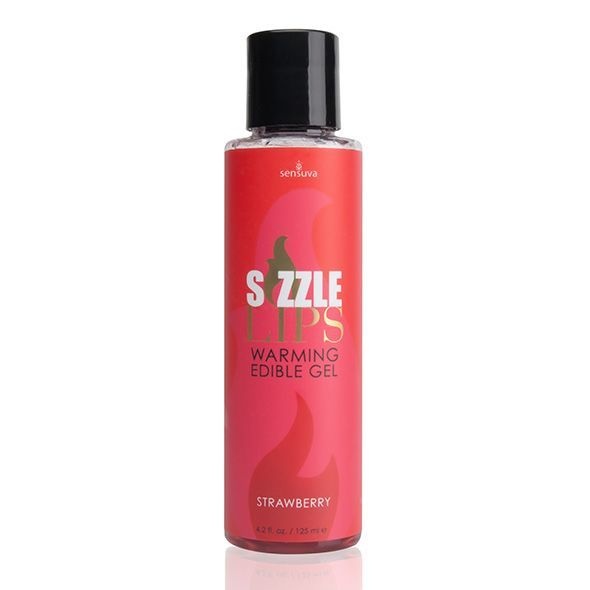 Зігрівальний масажний гель Sensuva Sizzle Lips Strawberry (125 мл), без цукру, їстівний SO3210