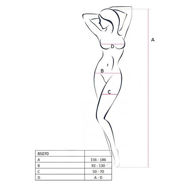 Бодистокинг Passion BS070 red, комбинезон, имитация чулок и ажурного топа PBS070R фото