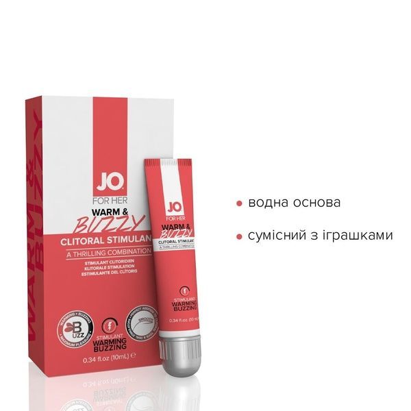 Збудливий гель для клітора System JO WARM & BUZZY (10 мл) з ефектом рідкого вібратора SO1797