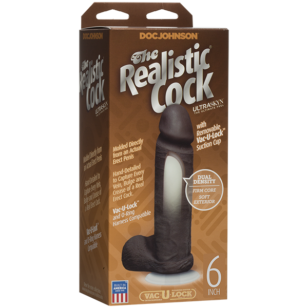 Фаллоимитатор Doc Johnson The Realistic Cock 6 inch Black - ULTRASKYN, Vac-U-Lock, диаметр 4,3см SO2790 фото