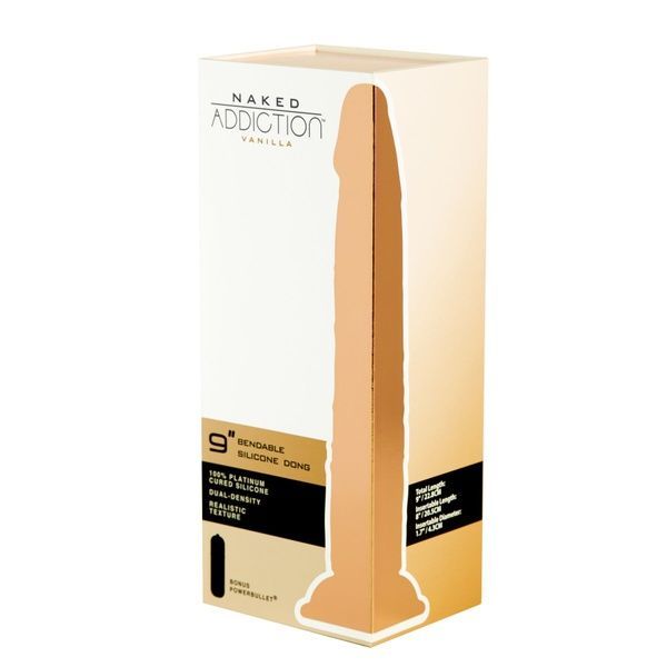 Фаллоимитатор Naked Addiction &mdash; 9&Prime; Silicone Dual Density Bendable Dildo Vanilla, вибропуля в подарок SO8906 фото