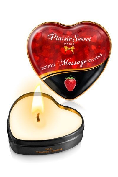 Масажна свічка-серце Plaisirs Secrets Strawberry (35 мл) SO1867