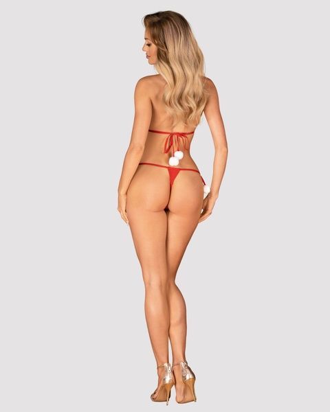 Комплект білизни з помпонами Obsessive Bobble Girl, червоний SO9024