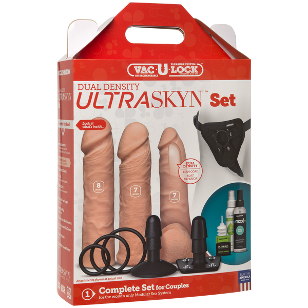 Набор для страпона Doc Johnson Vac-U-Lock Dual Density UltraSKYN Set, диаметр 3&times;4,5см SO1987 фото