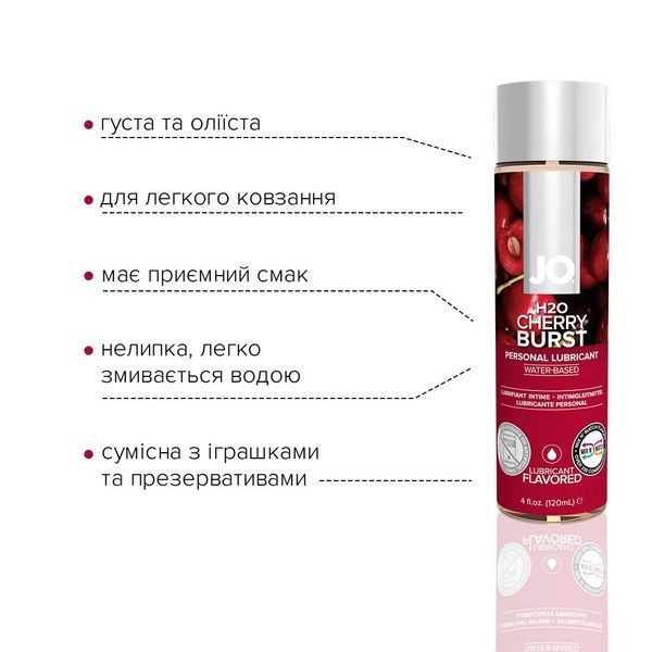 Смазка на водной основе JO H2O &mdash; Cherry Burst (120 мл) без сахара, растительный глицерин SO1670 фото