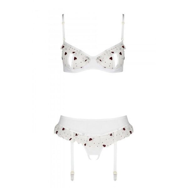 Сексуальний комплект з поясом для панчіх LOVELIA SET white L/XL - Passion SO4780