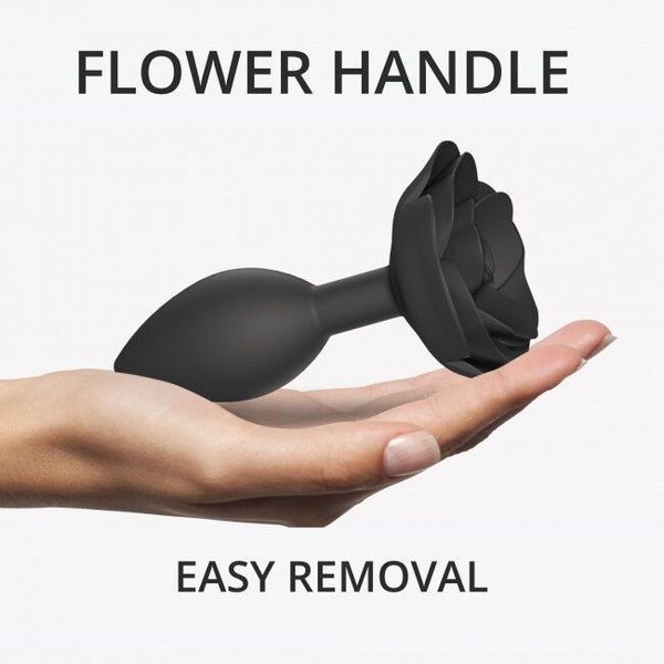 Силіконова анальна пробка Love To Love OPEN ROSES L SIZE - BLACK ONYX SO5983