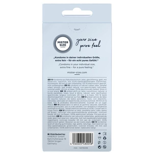 Презервативи Mister Size - pure feel - 49 (10 condoms), товщина 0,05 мм SO8043