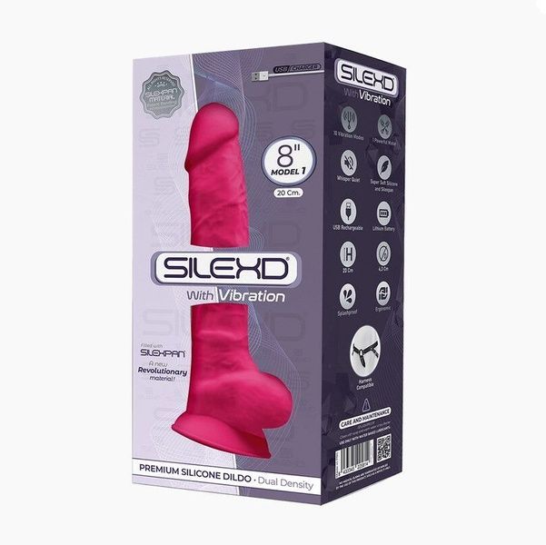 Фалоімітатор з вібрацією SilexD Vetus Vibro Pink (MODEL 1 size 8in), двошаровий, діаметр 4,2см SO4654