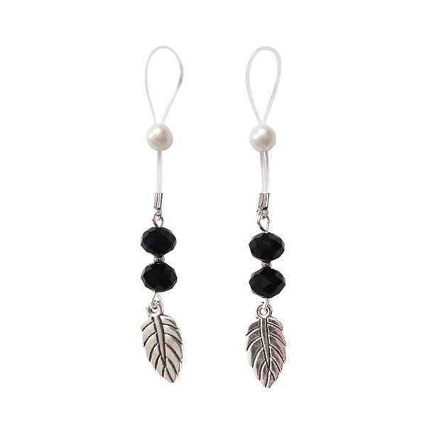 Сексуальні прикраси для сосків із листочком Nipple Jewelry Leaf, колір чорний SO5145