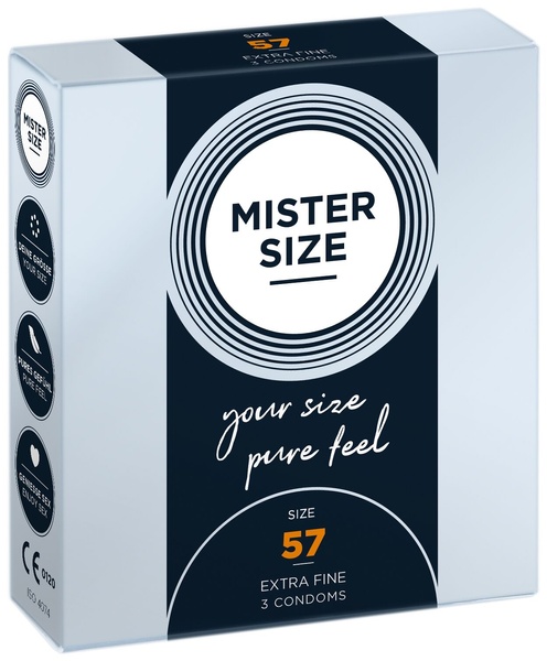 Презервативи Mister Size - pure feel - 57 (3 condoms), товщина 0,05 мм SO8035