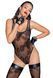 Боді Noir Handmade F242 Tulle body with patterned flock embroidery - S SX0151 1