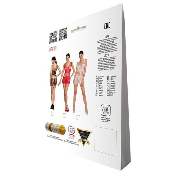Бодістокінг &mdash; мінісукня з метеликами Passion BS090 black SO6388