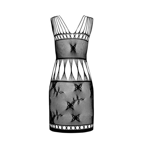 Бодістокінг &mdash; мінісукня з метеликами Passion BS090 black SO6388