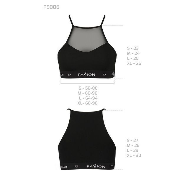 Спортивний топ з прозорою вставкою Passion PS006 TOP black, size L SO4239