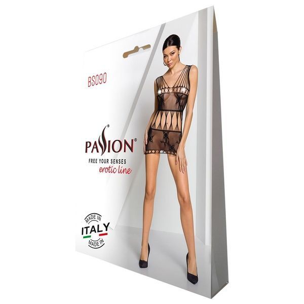 Бодістокінг &mdash; мінісукня з метеликами Passion BS090 black SO6388