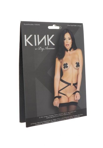 Leg Avenue Harness & wrist restraints Black O/S SO8566