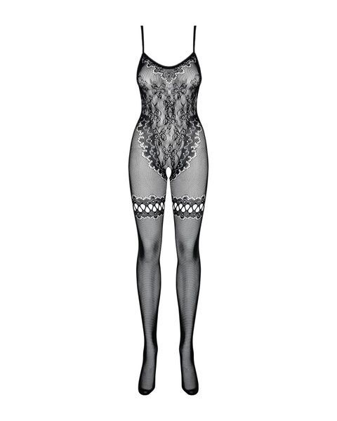 Бодистокинг Obsessive Bodystocking F213 S/M/L, имитация кружевного боди и резинки для чулок SO7222 фото