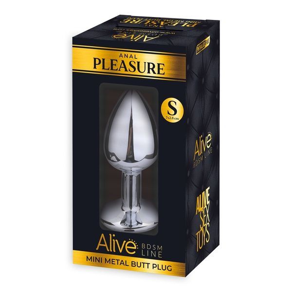 Металева анальна пробка з кристалом Alive Mini Metal Butt Plug Blue S SO5998